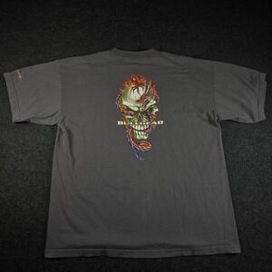 Vtg Y2K Bullhead T-Shirt Flame Logo Gray Skater Grunge JNCO Style Men's XXL